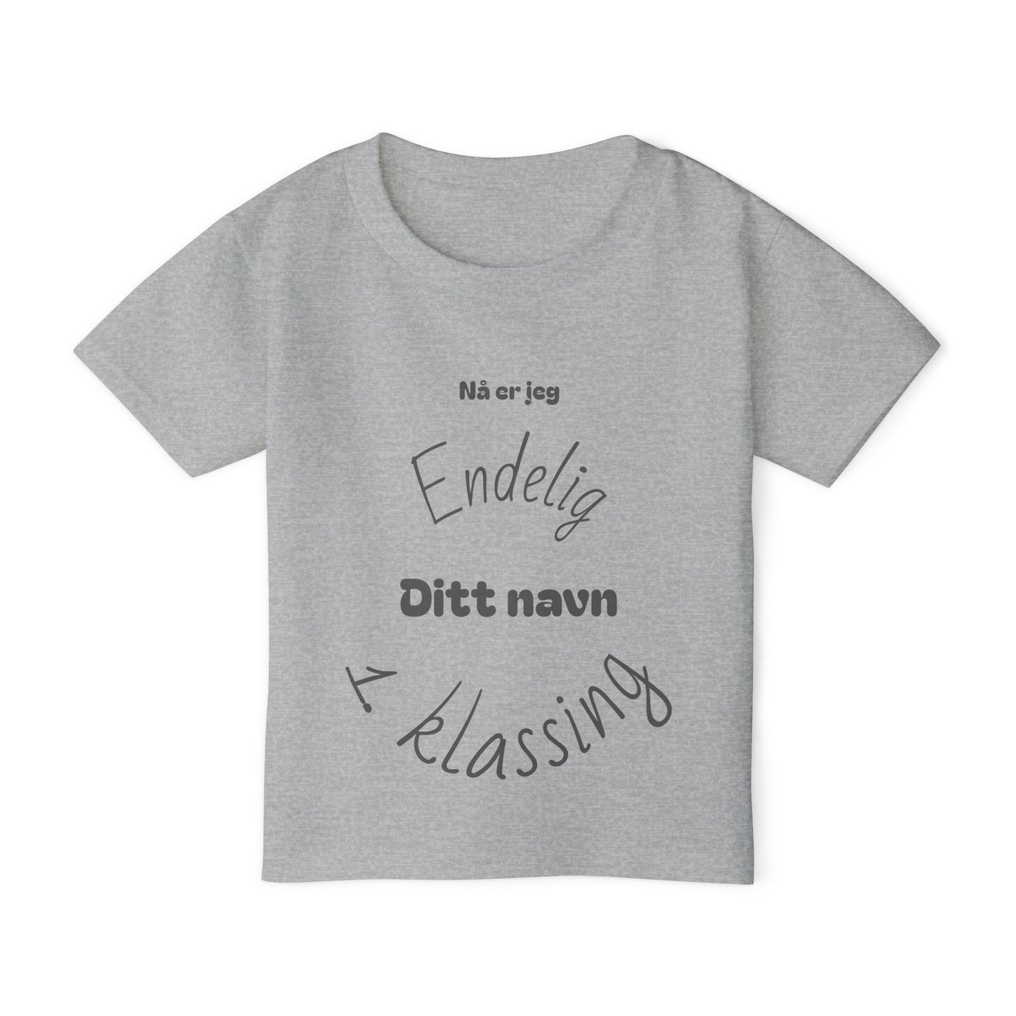 Endelig 1. klasse T‑skjorte med eget navn